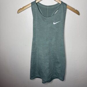Nike Dri-Fit Medalist Tank Top Running Athletic Split Back Green Womens Small